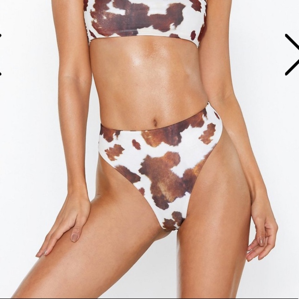 Cow print high cut bikini set